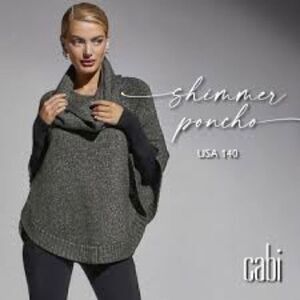 CAbi Shimmer Poncho Pullover Sweater Infinity Scarf Taupe Gray Women Small 4247